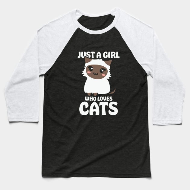 Just A Girl Who Loves Cats Baseball T-Shirt by Okanagan Outpost